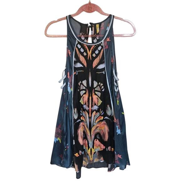 Free People Dream Free Black Print Tunic Top Dress Small - Picture 2 of 5